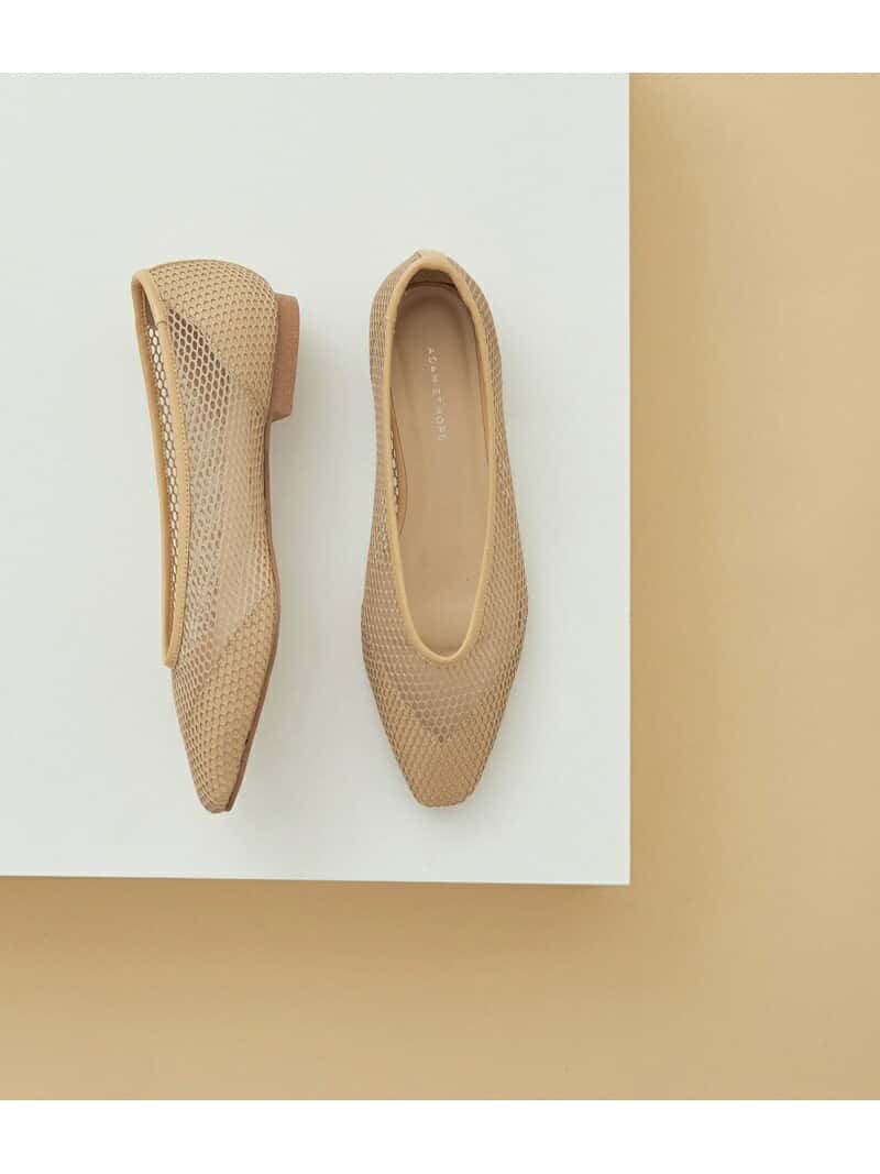 【SALE／70%OFF】メッシュフラットシューズ ADAM ET ROPE' FEMME アダムエロペ シューズ・靴 パンプス ブラック ベージュ【RBA_E】[Rakuten Fashion]