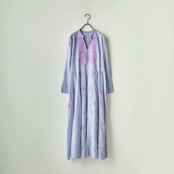 【送料無料】 ne Quittez pas ヌキテパ 刺繍パネルドレス 010431GX3 レディース 長袖 ワンピース 2023SS S/M ブルー