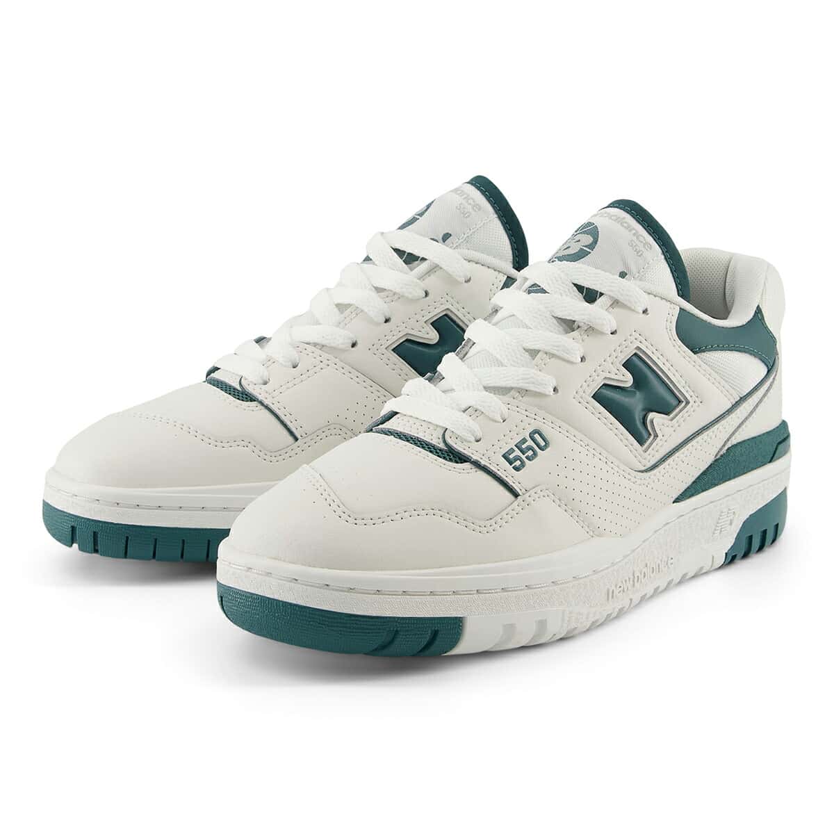 New Balance BB550(ホワイト×グリーン)(ニューバランス BB550)【レディース】【スニーカー 靴 ローカット クッション性 レザー】【24SS】