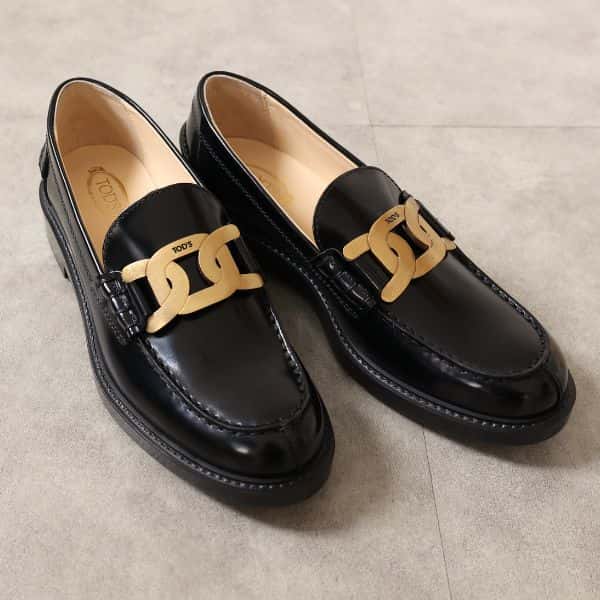 TODS トッズ Leather Loafers レザー ローファー ケイト 本革 ロゴ メタルチェーン 靴 レディース XXW59C0EN90SHA LaG Onlinestore