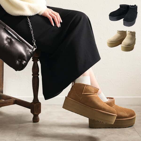 UGG アグ Classic Ultra Mini Platform ムートンブーツ クラシック ウルトラミニ プラットフォーム ショートブーツ スウェード 厚底 靴 レディース 1135092 LaG Onlinestore