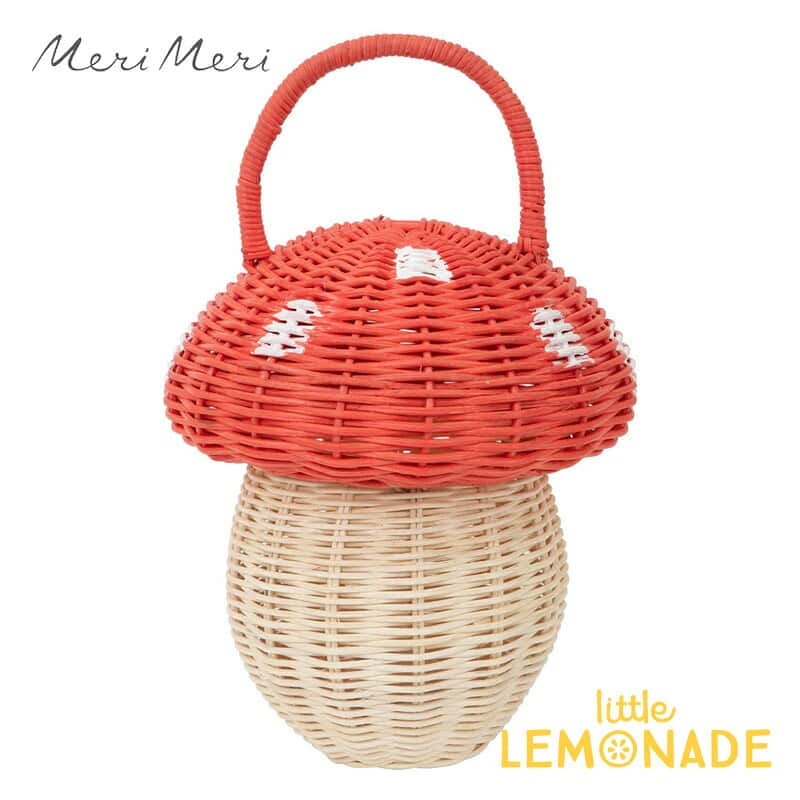 【Meri Meri】きのこ型 ラタン製 ハンドバッグ Toadstool Basket かごバッグ ポシェット キノコ 子供用カバン バッグ ギフト 誕生日祝い キッズ おしゃれ メリメリ 223173 リトルレモネード