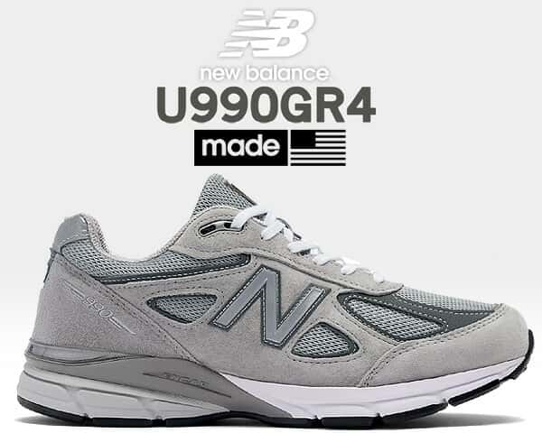 [ ポイントUP & 最大2000円OFFクーポン ] 【送料無料 ニューバランス M990 V4】NEW BALANCE U990GR4 MADE IN U.S.A. width D GREY 990 グレー スニーカー GRAY