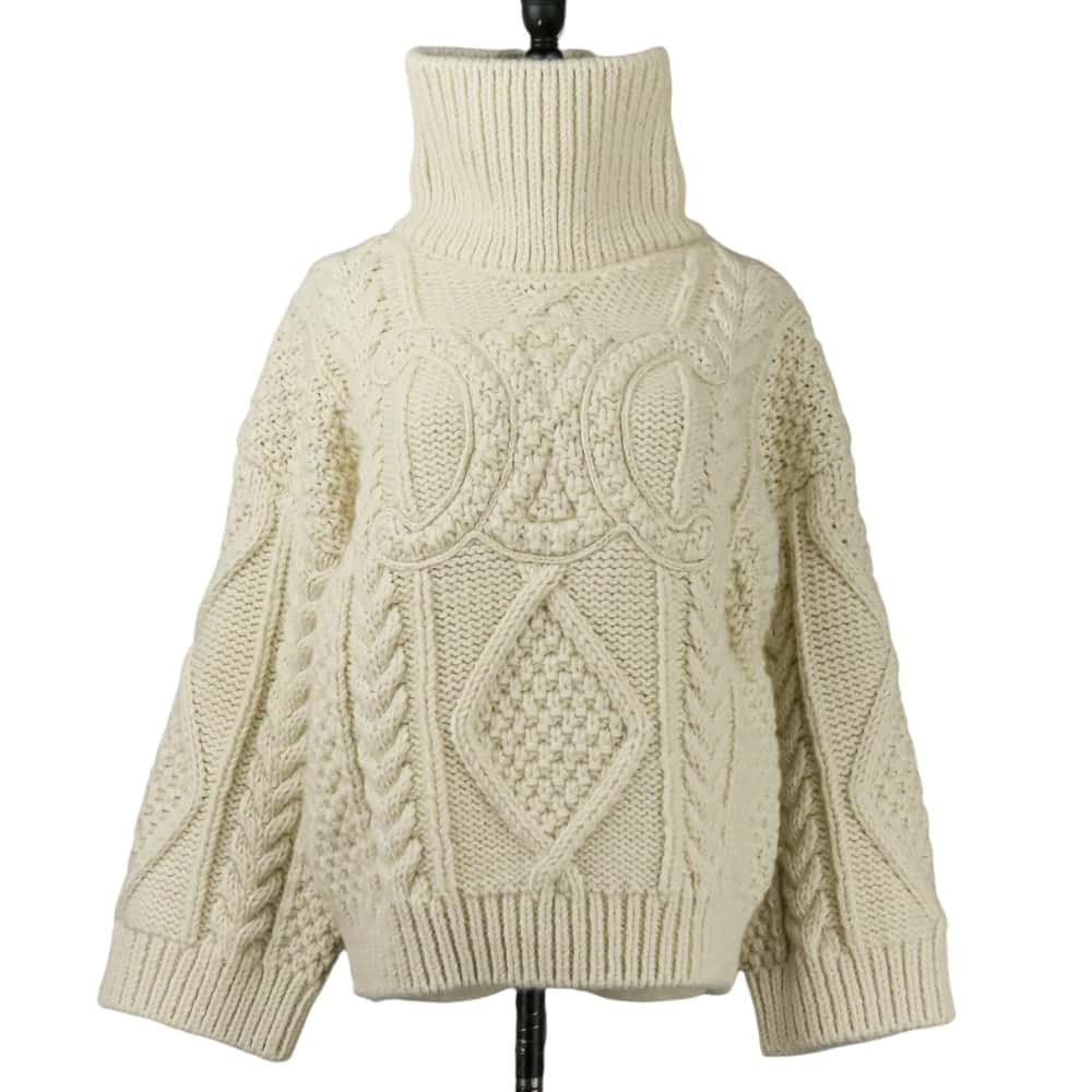 【中古】美品 CELINE セリーヌ エディ期 PULL COL MONTANT TRIOMPHE ウールアルパカ トリオンフ ニットセーター 2AD9N286X サイズM ホワイト レディース Luxs ブランド古着のリュクス