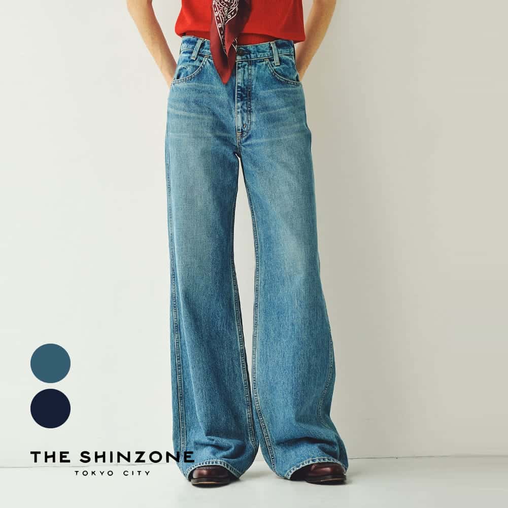【80％OFF SALE セール】Shinzone(シンゾーン)/PARISIENNE DENIM(パリジェンヌ デニム)/ジーンズ ジーパン ボトムス セミワイドフレア フレアデニム ブルー BLUE 日本製 25SMSPA05 25SS ギフト