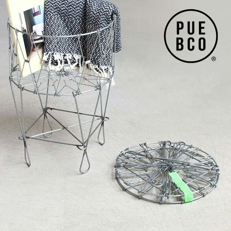 【マラソン★P最大47倍】【リアルタイムランキング1位】PUEBCO[プエブコ]INDUSTRIAL FOLDING BASKET[ワイヤースタンドバスケット 脱衣かご 洗濯かご プランター サイドテーブル 折り畳み アイアン製 シルバー 整理収納 ]☆