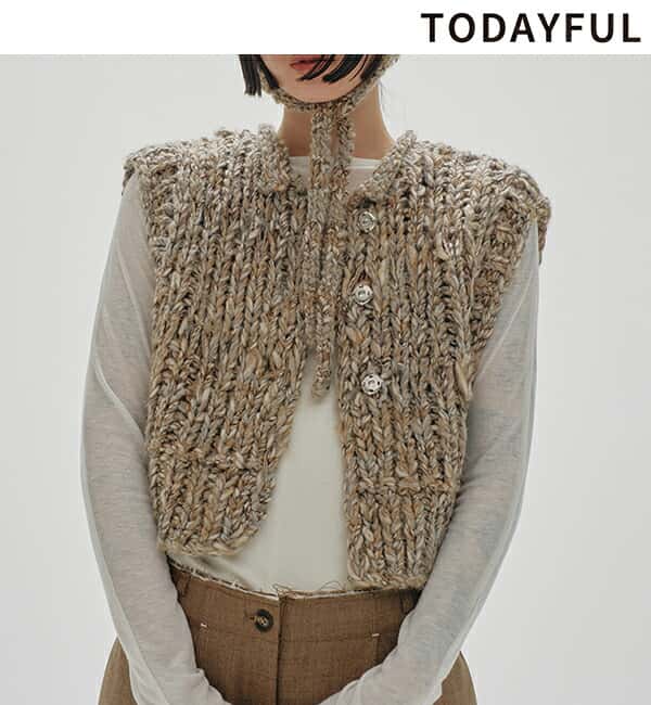 【SOLD OUT】TODAYFUL トゥデイフル Mix Handknit Vest 12420530 ミックスハンドニットベスト 2024winter 2024秋冬 新作 キャンセル返品不可