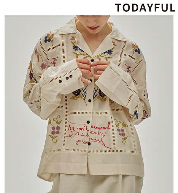 【SOLD OUT】TODAYFUL トゥデイフル Embroidery Patchwork Shirts 12510404 エンブロイダリーパッチワークシャツ 刺しゅう シャツ 2025spring/summer 2025春夏 新作 キャンセル返品不可