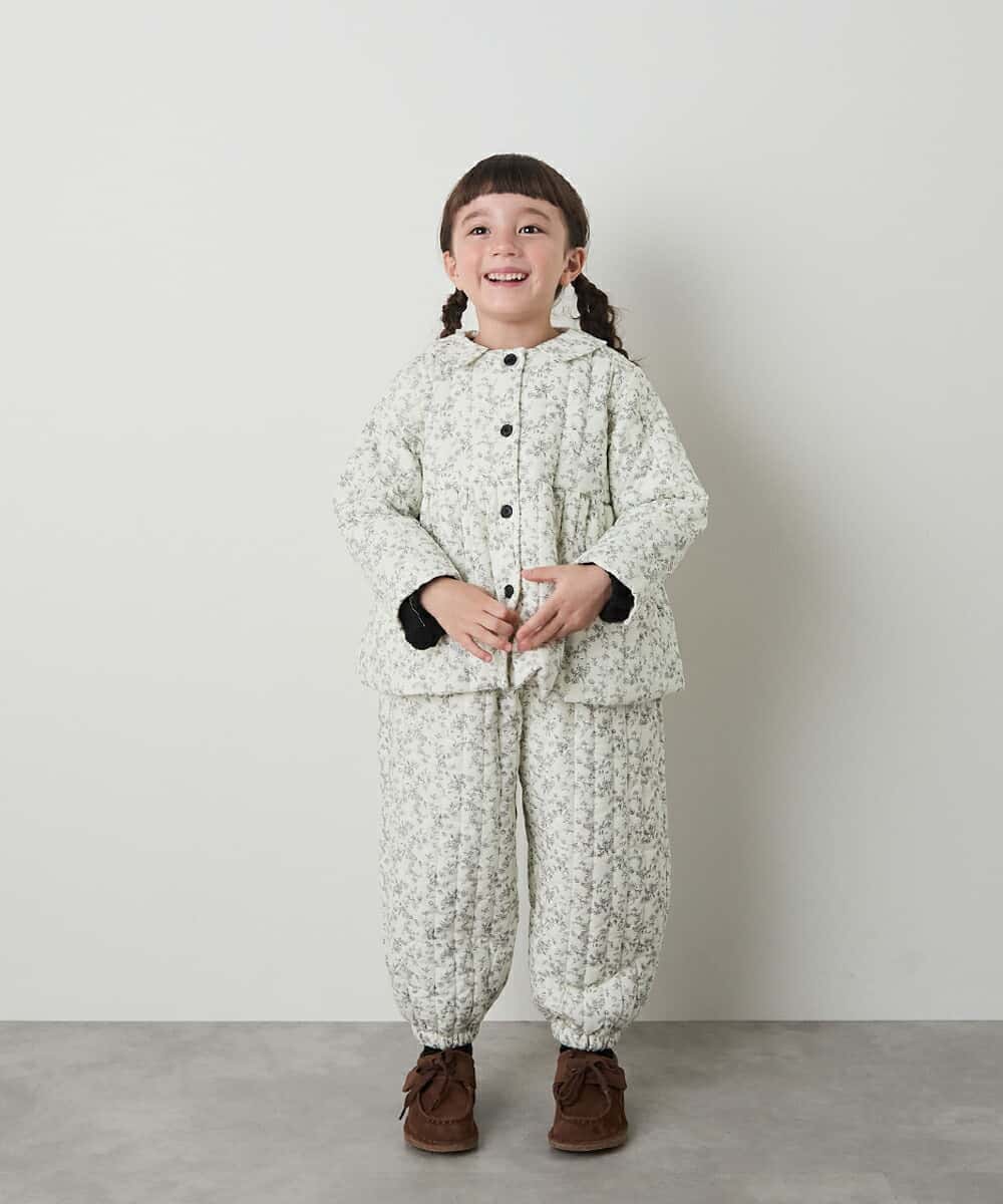 【riziere】【リンクコーデ】キルティング花柄コート アウター キッズ 女の子 ガーリー 子供服 長袖 シンプル おしゃれ お揃い 姉妹 お出かけ 幼児 保育園 小学生 通園 通学 幼稚園 小学校