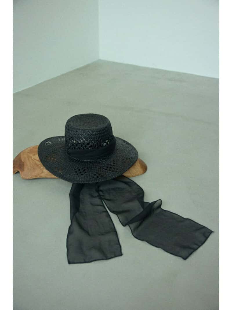 raffia hat BLACK BY MOUSSY ブラックバイマウジー 帽子 その他の帽子 ブラック ホワイト【送料無料】[Rakuten Fashion]