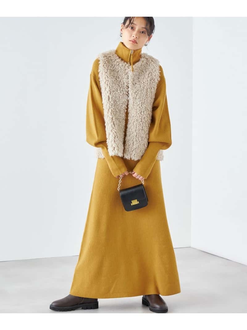 【SALE／60%OFF】* ＜着丈が選べる / 手洗い可能＞片畦 ハーフ ジップ ニット ワンピース ◇ SHIPS WOMEN シップス ワンピース・ドレス ワンピース グレー イエロー ホワイト【RBA_E】【送料無料】[Rakuten Fashion]