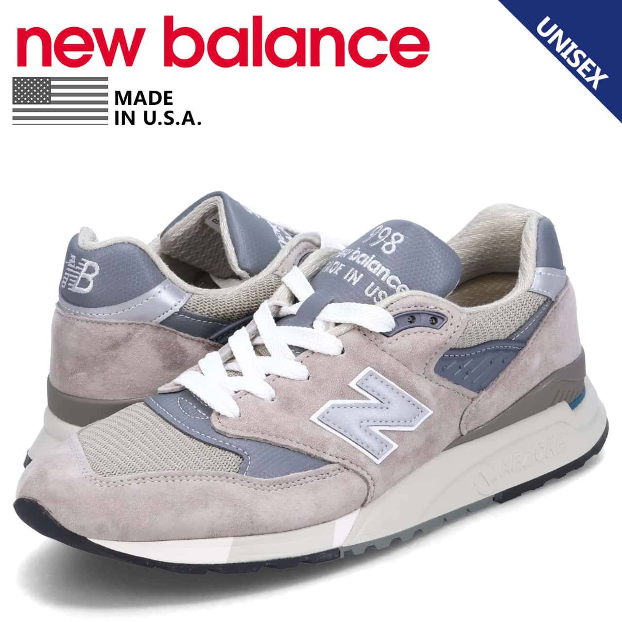 【最大1000円OFFクーポン発行中 6/26 11:59まで！】 ニューバランス new balance 998 スニーカー メンズ レディース Dワイズ MADE IN USA グレー U998GR