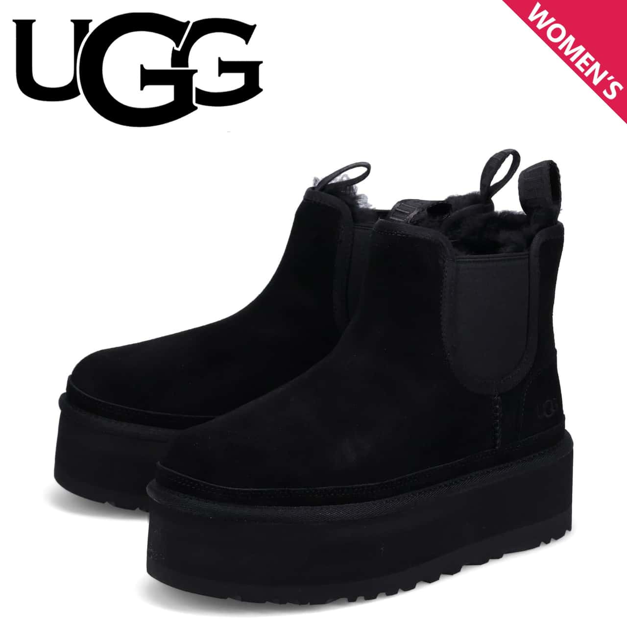 【最大1000円OFFクーポン発行中 6/26 11:59まで！】 UGG アグ ニューメル プラットフォーム チェルシー ブーツ レディース 厚底 W NEUMEL PLATFORM CHELSEA ブラック 黒 1134526
