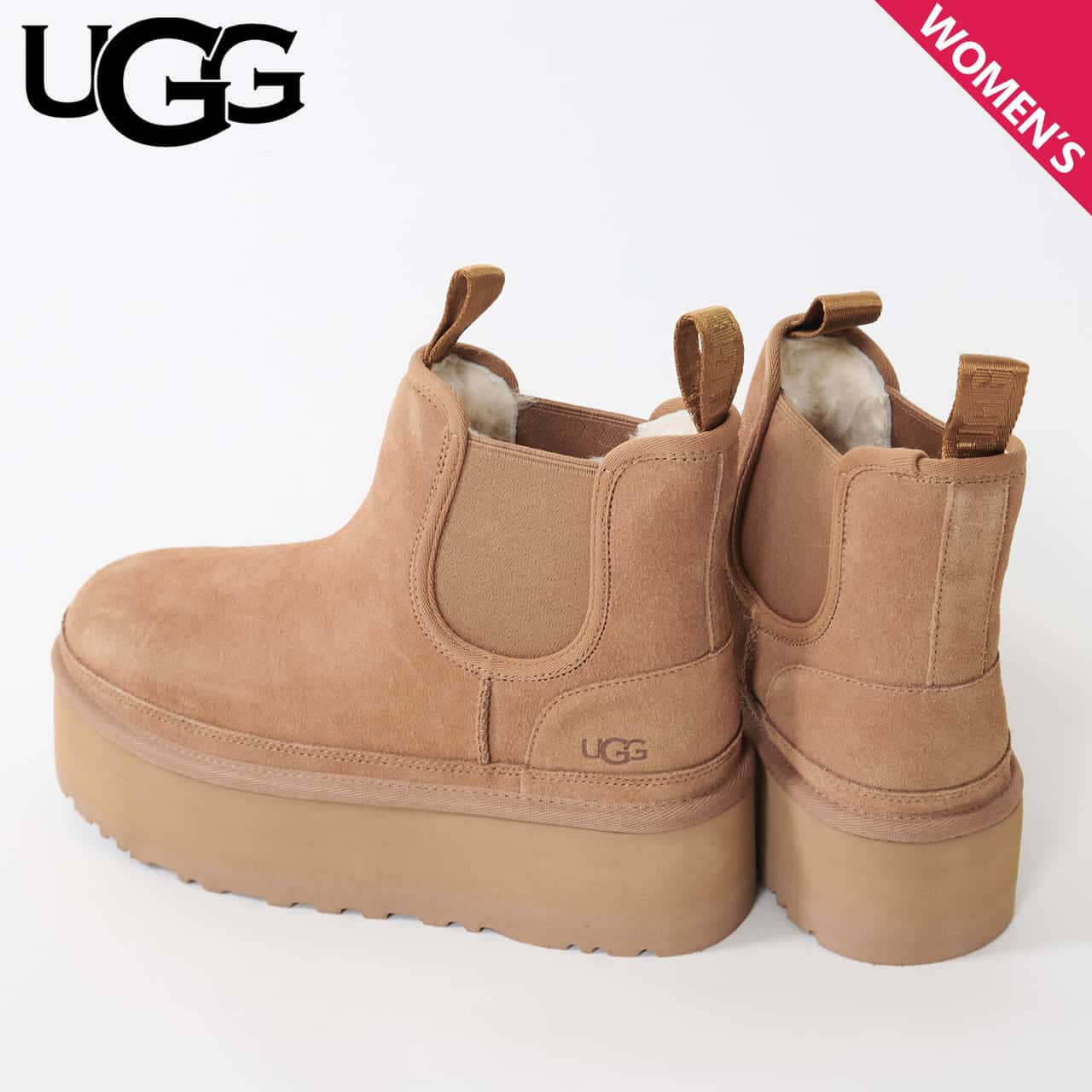 UGG アグ ブーツ ムートンブーツ ウィメンズ ニューメル プラットフォーム チェルシー レディース 厚底 W NEUMEL PLATFORM CHELSEA チェスナット 1134526