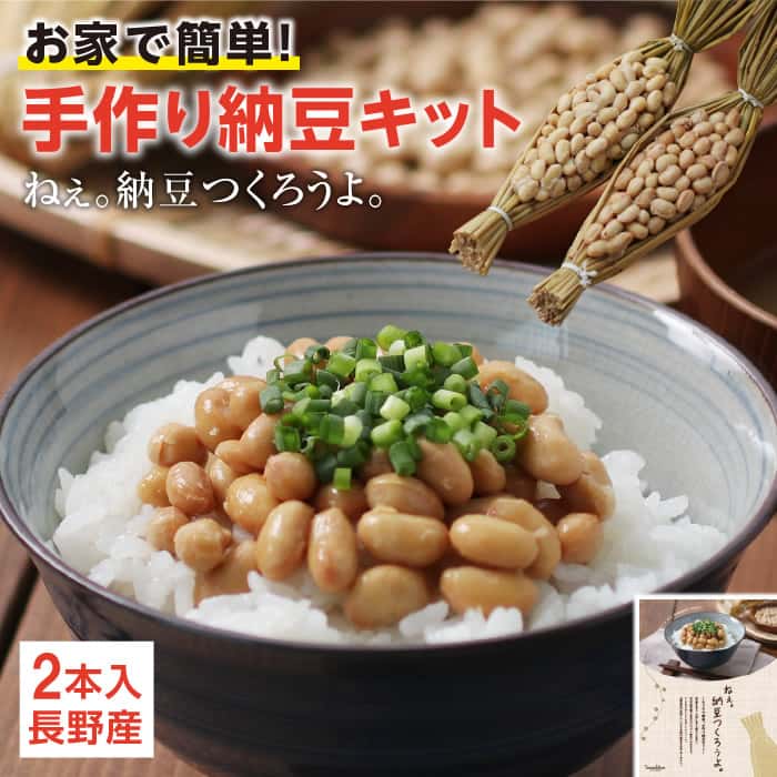 【送料無料】春休み 手作り納豆キット ねぇ。納豆つくろうよ。2本入り 長野県産 おうちで簡単に納豆が作れる 自由研究 大豆 わら 作り方説明書付 納豆手作り キット | 納豆 食育 小学生 わら納豆 国産 納豆菌 わらつと 発酵食品 おうち時間 手作り 腸活 食品 2026