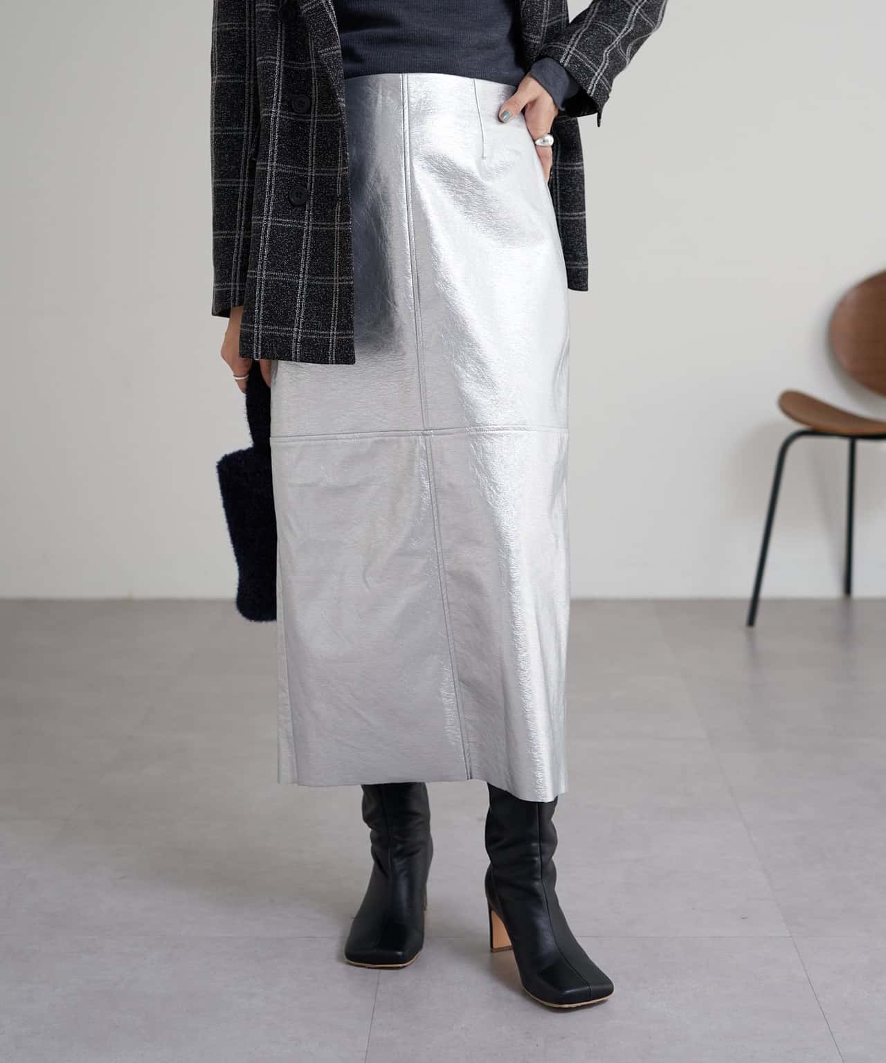 【SALE／60%OFF】PAL GROUP OUTLET 【SHENERY】シャイニータイトスカート パル グループ アウトレット スカート その他のスカート ベージュ シルバー【送料無料】