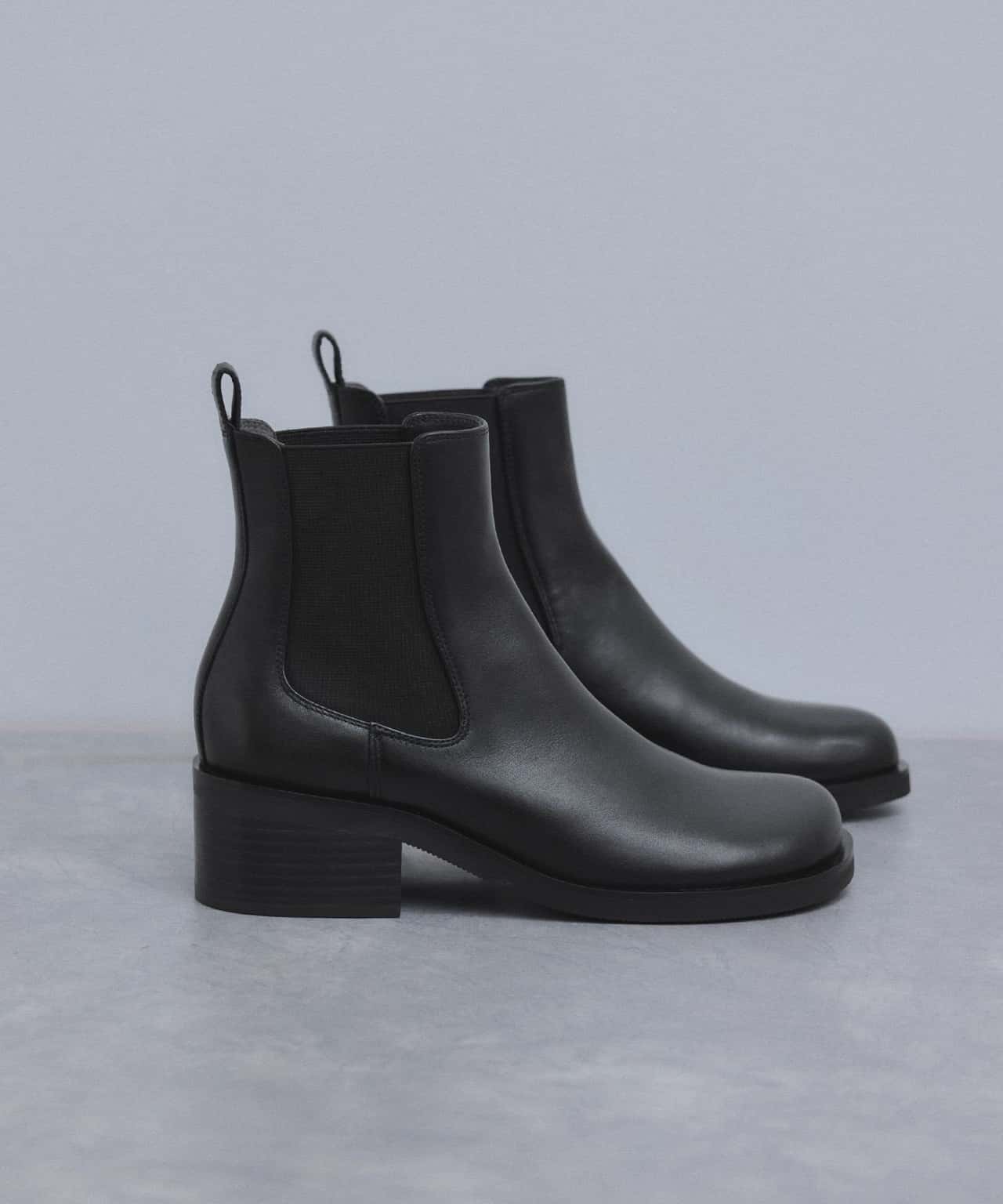 【SALE／50%OFF】ADAM ET ROPE' FEMME レザーサイドゴアショートブーツ アダムエロペ シューズ・靴 ブーツ ブラック【送料無料】