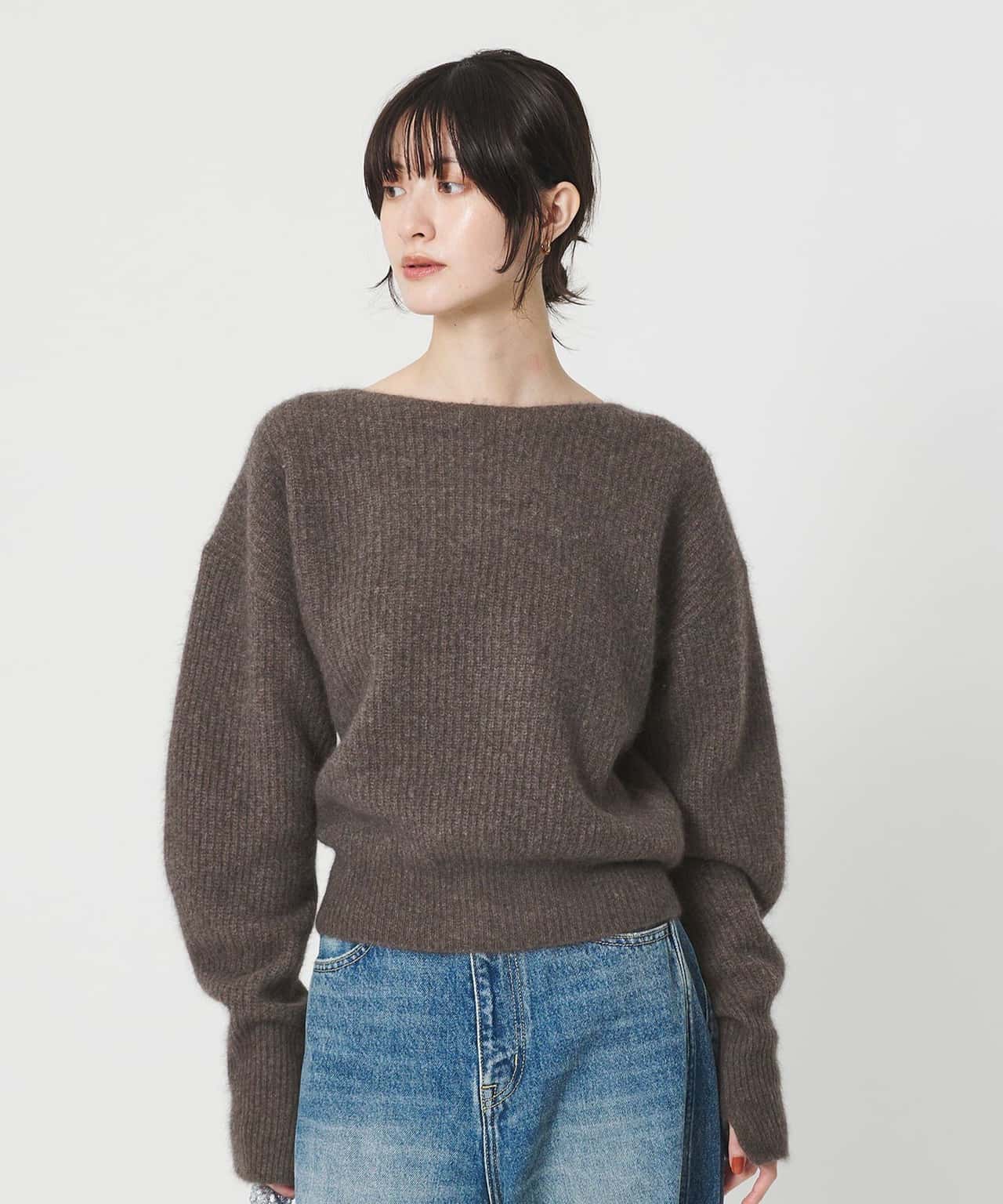 【SALE／40%OFF】BEAUTY&YOUTH UNITED ARROWS フォックスブレンド ボリュームスリーブ ボートネックニットプルオーバー ビューティー＆ユース　ユナイテッドアローズ トップス ニット グレー ホワイト【送料無料】