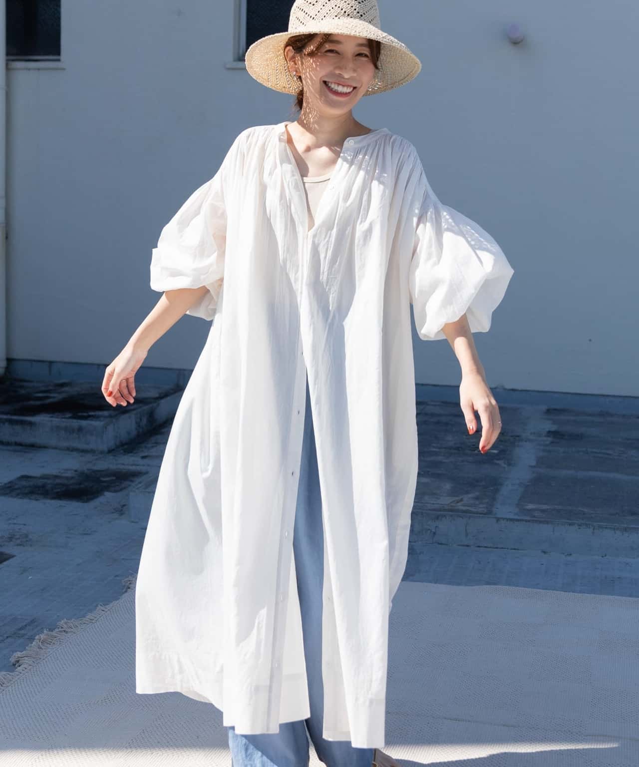 【SALE／20%OFF】DOORS 『WEB/一部店舗限定カラー』コットンボイルギャザーワンピース アーバンリサーチドアーズ ワンピース・ドレス ワンピース ホワイト ネイビー ブルー パープル イエロー【送料無料】