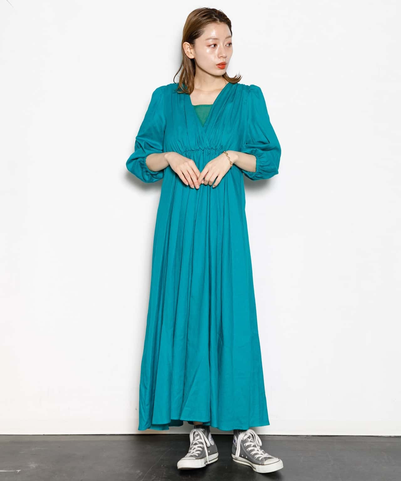 【SALE／70%OFF】AMERICAN RAG CIE リネンギャザーマキシワンピース アメリカンラグシー ワンピース・ドレス ワンピース ブラック グリーン ブラウン【送料無料】