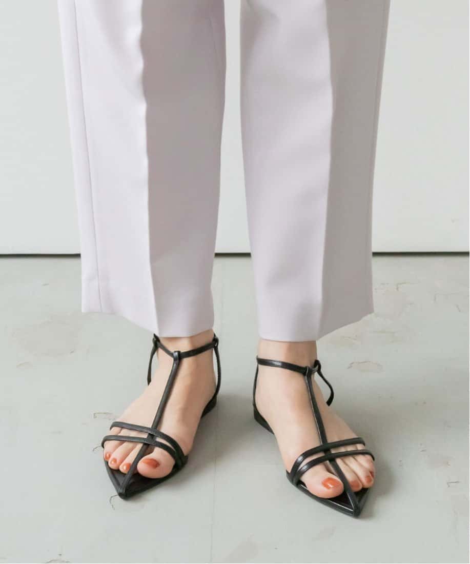 【SALE／70%OFF】RANDA ナローストラップサンダル ランダ シューズ・靴 サンダル ブラック ホワイト ブルー
