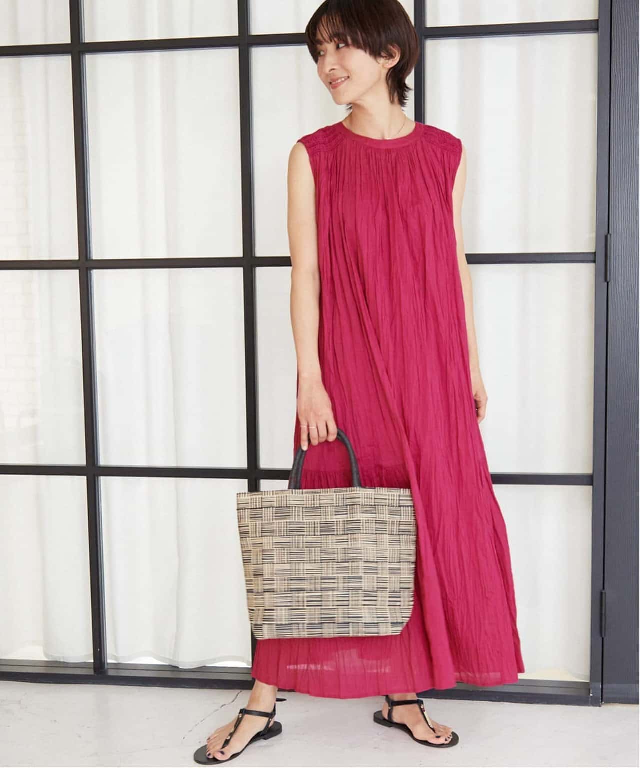 【SALE／30%OFF】JOURNAL STANDARD relume 《追加》コットンボイルクリンクルスモックショルダーワンピース ジャーナル スタンダード レリューム ワンピース・ドレス ワンピース ピンク ネイビー【送料無料】