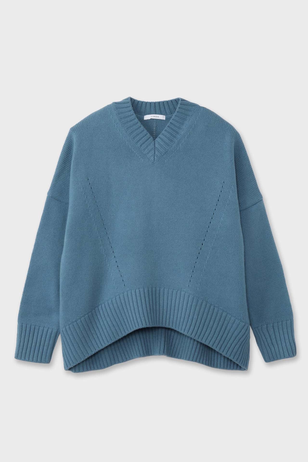 【SALE／50%OFF】CINOH OVERSIZE V NECK KNIT チノ トップス ニット ブルー グレー ネイビー イエロー【送料無料】