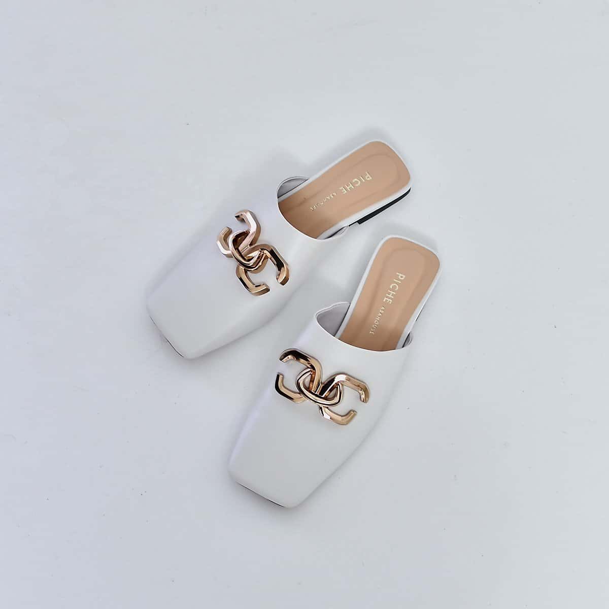 【SALE／20%OFF】Piche abahouse メタルモチーフワイドスクエアミュール ピシェ アバハウス シューズ・靴 サンダル ホワイト ブラウン レッド【送料無料】