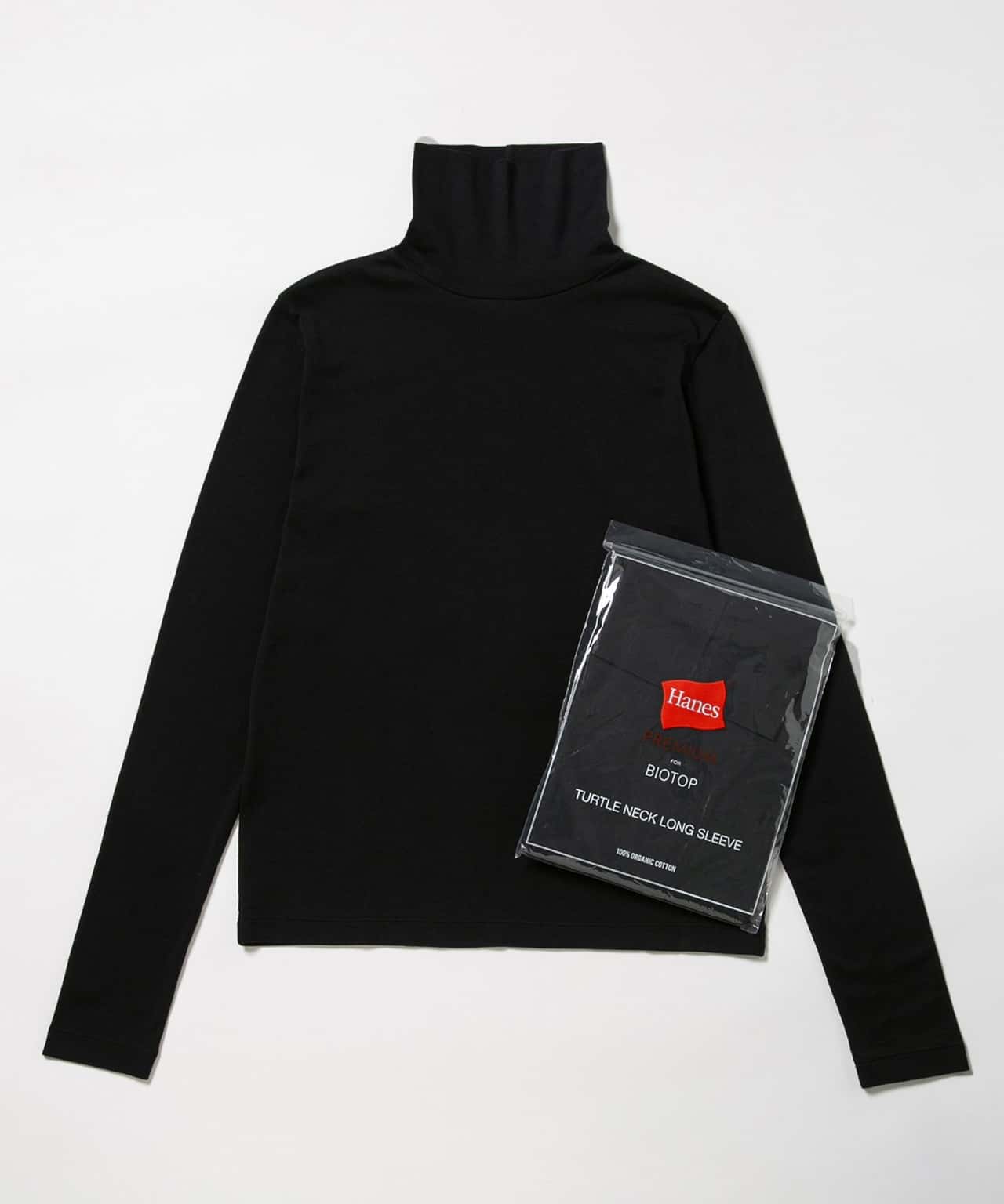 【SALE／40%OFF】BIOTOP WOMEN【Hanes for BIOTOP】 オーガニックコットン タートルネックプルオーバー アダムエロペ トップス カットソー・Tシャツ ネイビー ホワイト ブラック【送料無料】