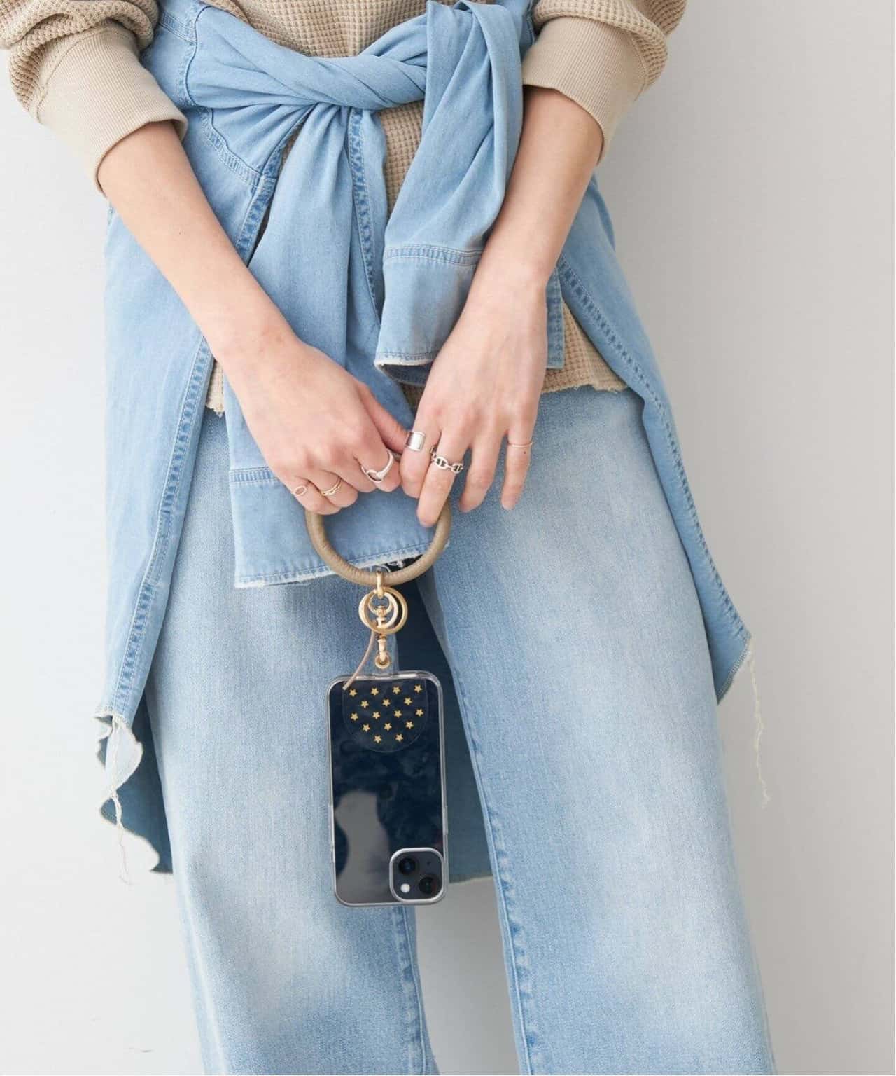 【SALE／30%OFF】Spick & Span ≪追加≫HASHIBAMI / ハシバミ 別注 レザーサークルナスカンスマホリング スピックアンドスパン ファッション雑貨 その他のファッション雑貨 ブラック イエロー