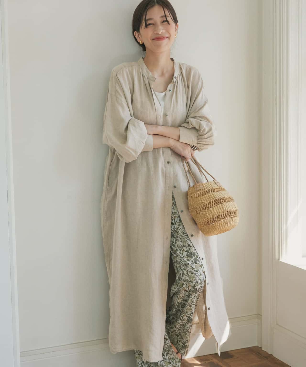 【SALE／40%OFF】URBAN RESEARCH DOORS リネンギャザーワンピース アーバンリサーチドアーズ ワンピース・ドレス ワンピース ピンク グリーン ブラック ホワイト【送料無料】