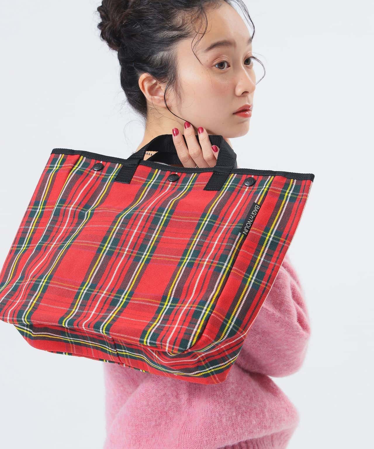 BEAMS BOY 【残り僅か/ロングヒット】BAG'n'NOUN / HOMES BAY CITY チェック柄トートバッグ 25AW A4サイズ対応 ビームス ウイメン バッグ トートバッグ ネイビー レッド【送料無料】