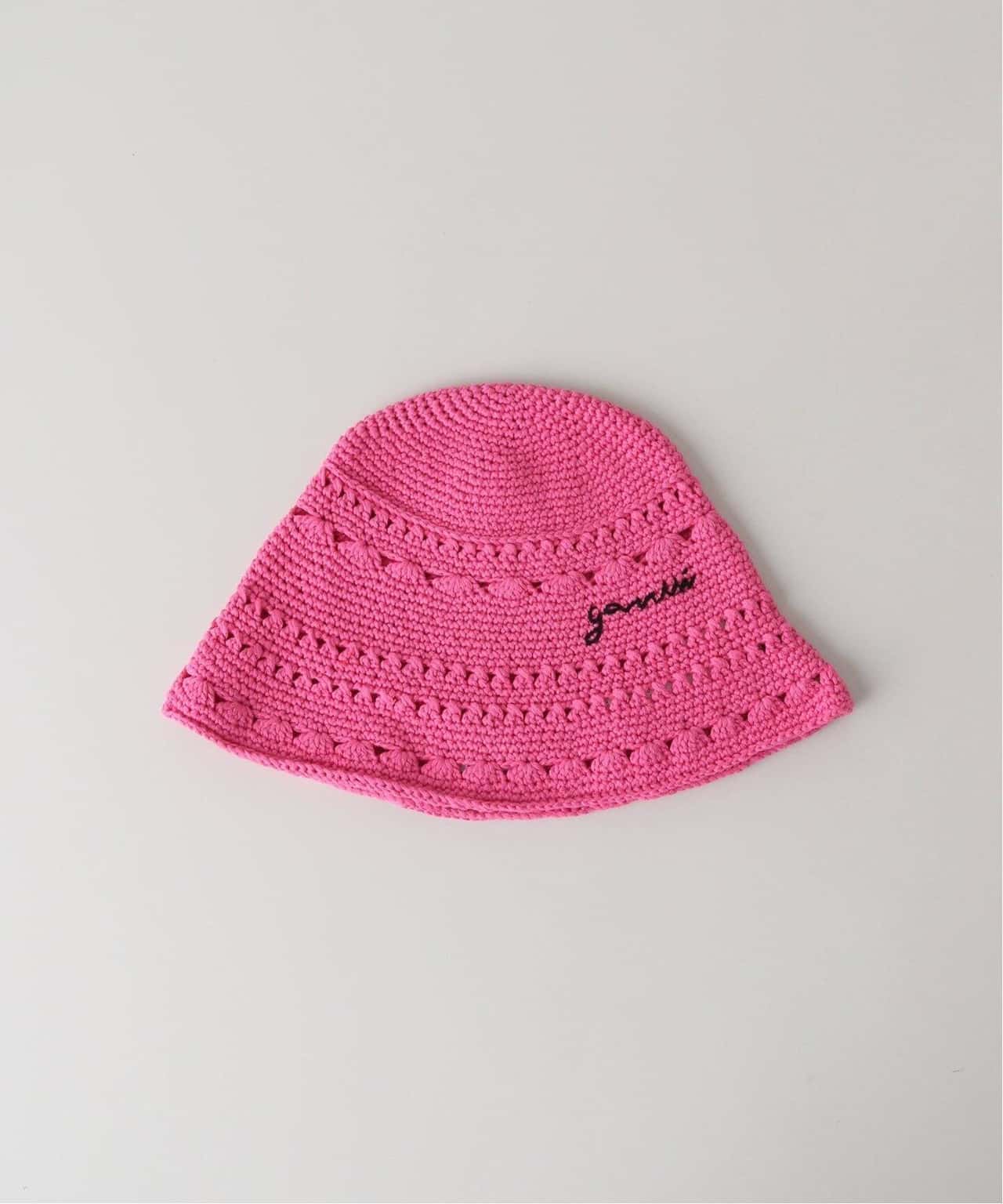 【SALE／30%OFF】U by SPICK&SPAN 【GANNI / ガニー】Cotton Croched Bucket Hat Solid ユーバイスピックアンドスパン 帽子 ハット ピンク【送料無料】