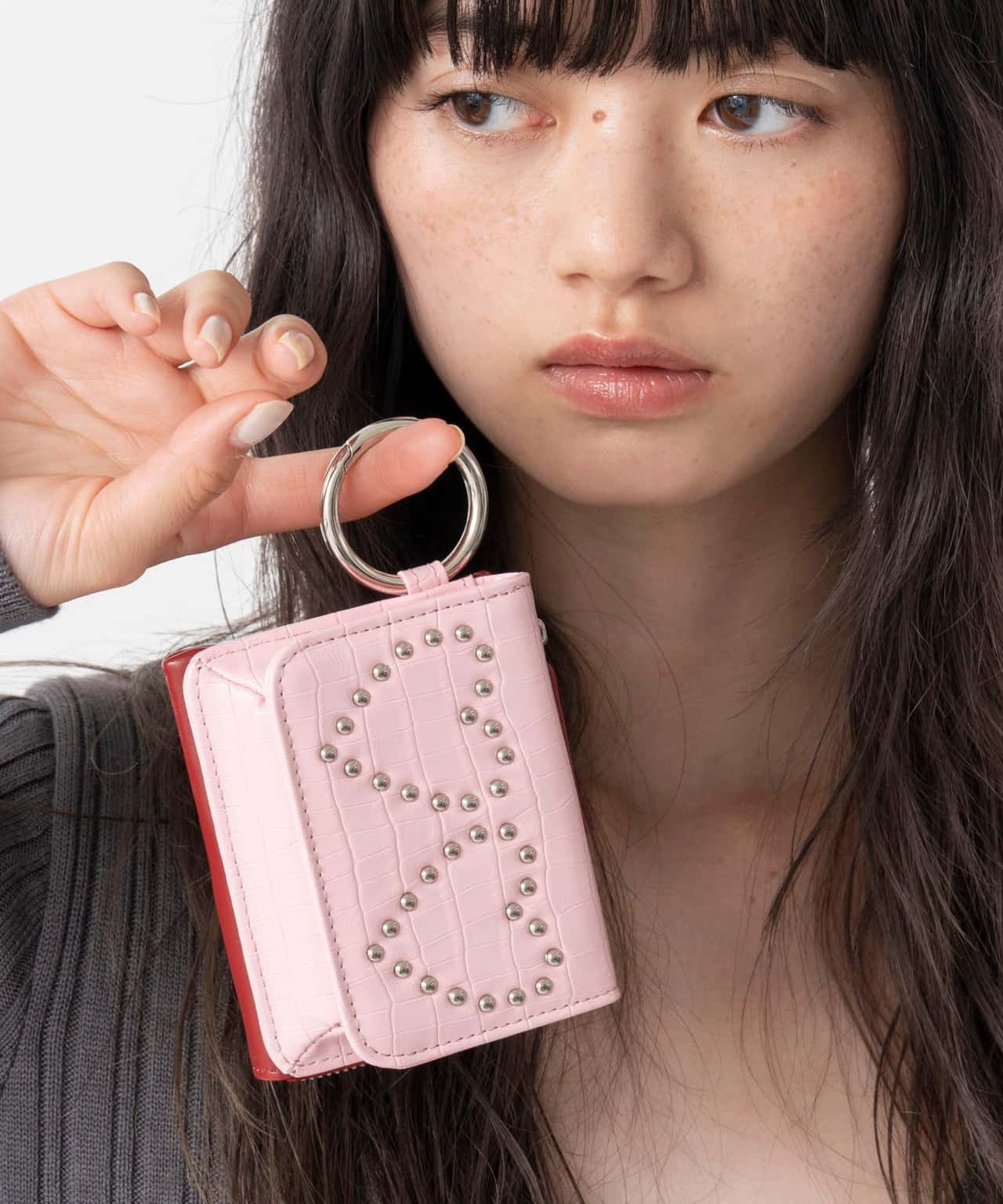 【SALE／5%OFF】Casselini Casselini(キャセリーニ)ハートスタッズマルチケース キャセリーニ 財布・ポーチ・ケース コインケース・小銭入れ・札入れ ブルー ブラック ピンク【送料無料】