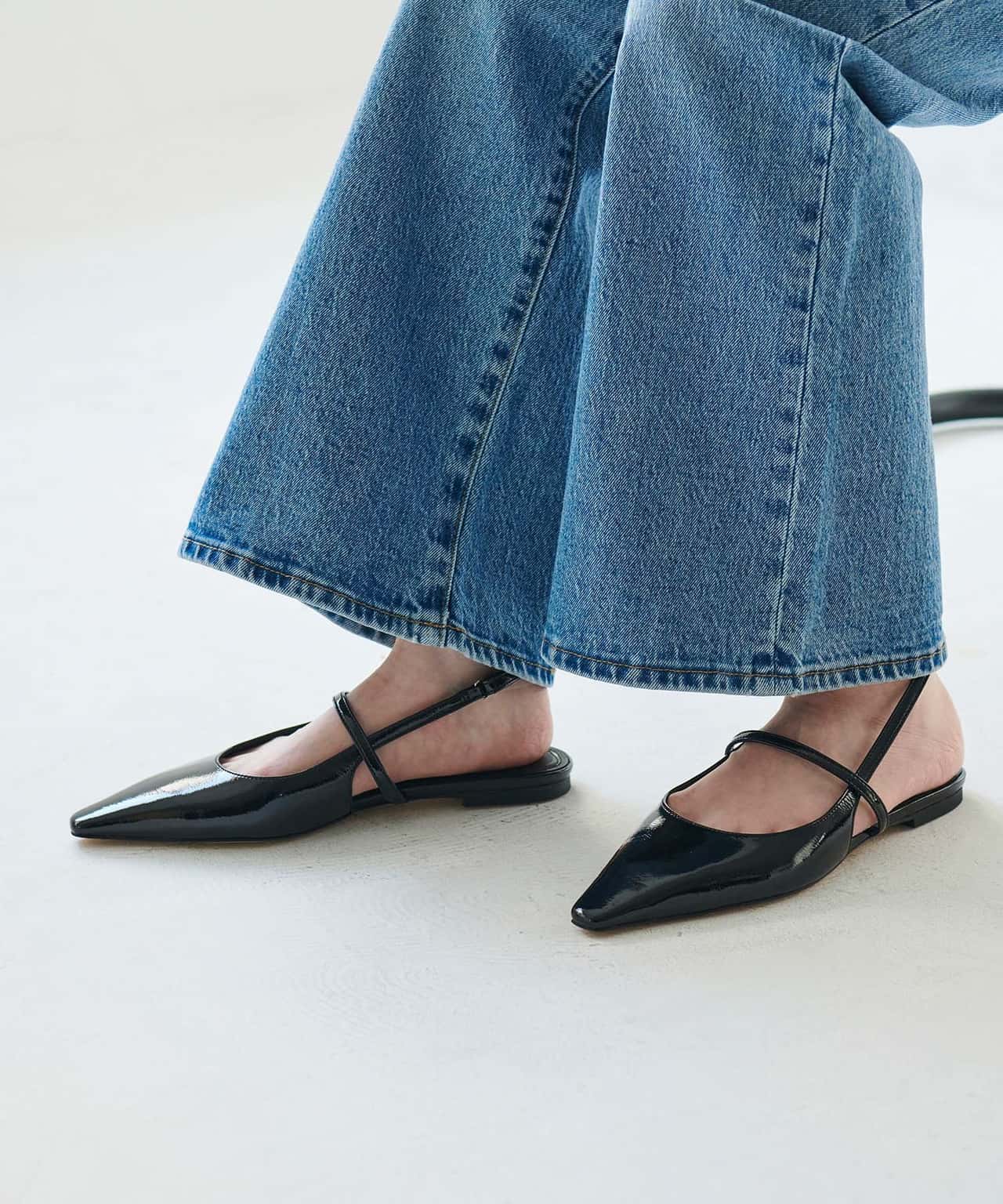 【SALE／50%OFF】ADAM ET ROPE' FEMME メリージェーンフラットミュール アダムエロペ シューズ・靴 その他のシューズ・靴 ピンク ブラック【送料無料】