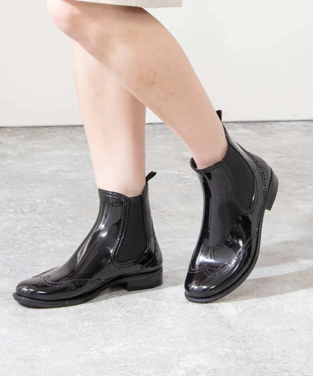【SALE／30%OFF】NOLLEY'S 【TRADITIONAL WEATHERWEAR/トラディショナル ウェザーウェア】SIDE GORE WINGTIP RAIN BOOTS ノーリーズ シューズ・靴 レインシューズ・ブーツ ブラック【送料無料】
