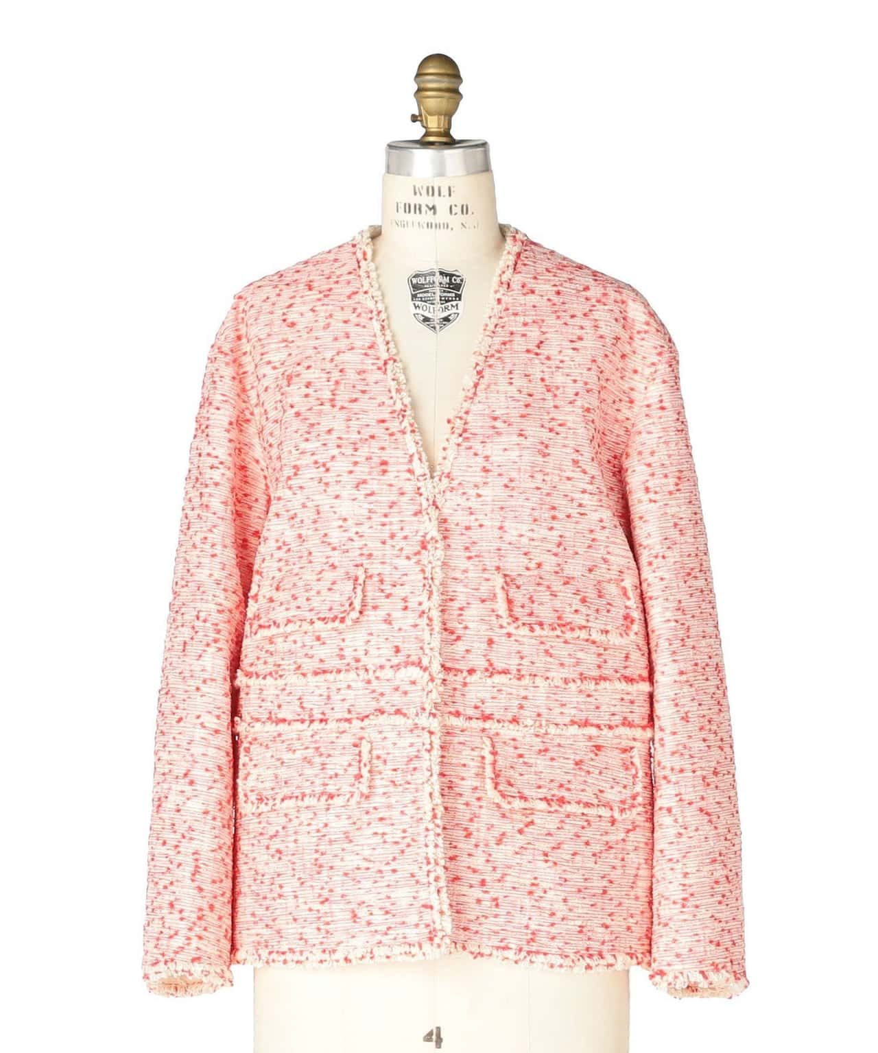 【SALE／30%OFF】DRAWER RESORT2 フリンジジャケット ドゥロワー ジャケット・アウター ノーカラージャケット ブラック レッド【送料無料】