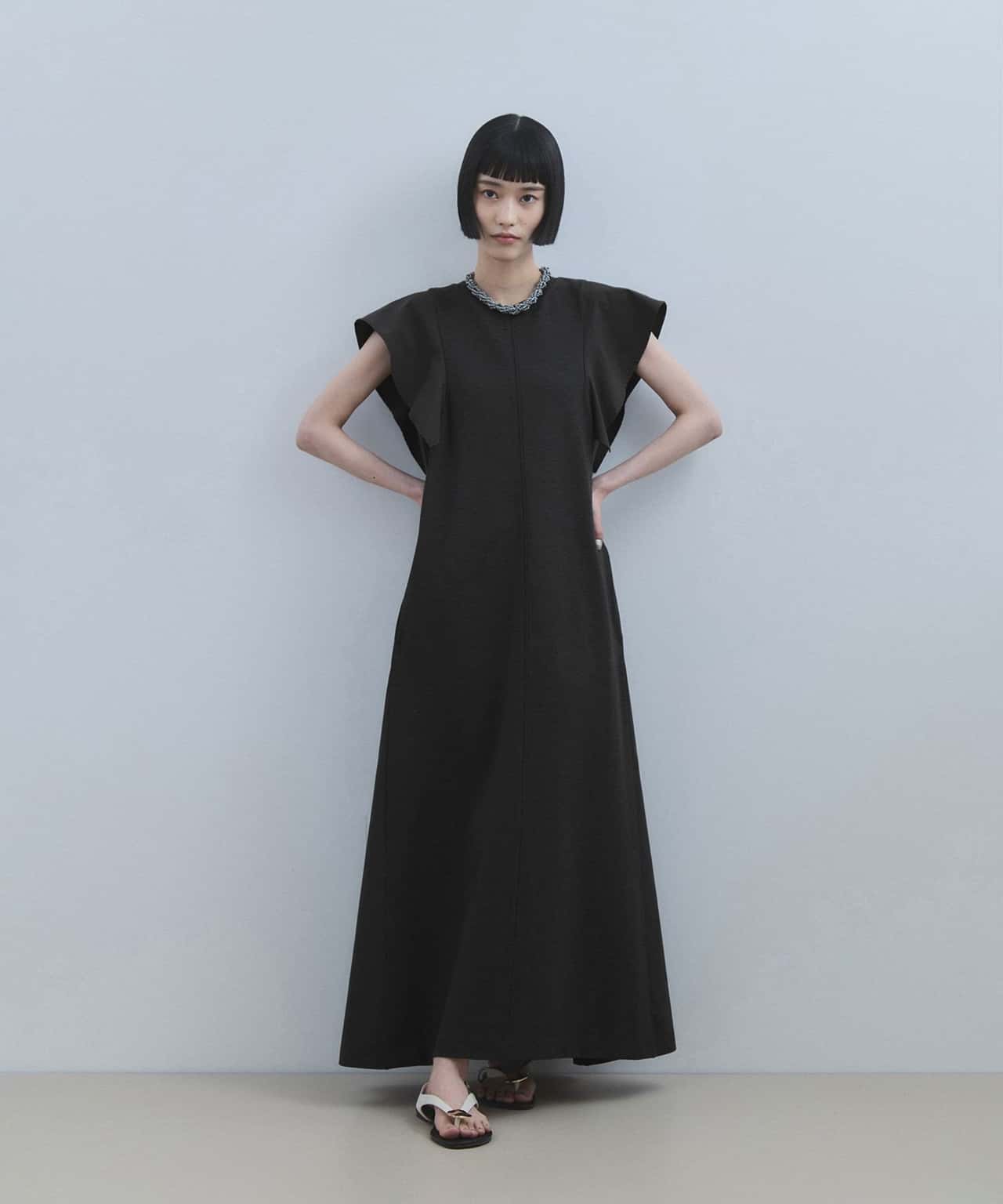 【SALE／50%OFF】ADAM ET ROPE' FEMME 【WEB限定】セミフレアワンピース アダムエロペ ワンピース・ドレス ワンピース グレー ブラック ブラウン【送料無料】