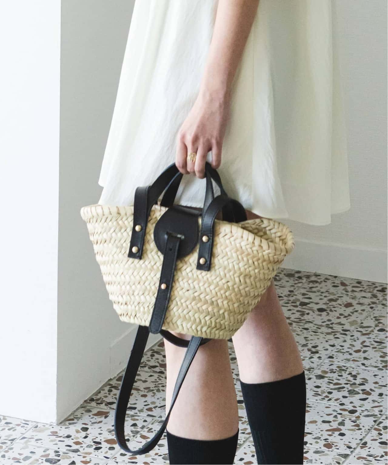 【SALE／30%OFF】U by SPICK&SPAN 【Fatima Morocco/ファティマ モロッコ】 2WAY レザーベルトバスケット ユーバイスピックアンドスパン バッグ かごバッグ ブラウン ブラック【送料無料】
