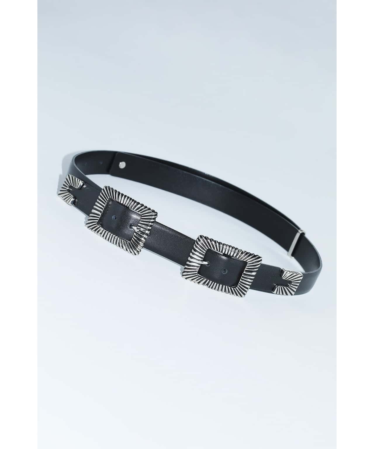 TOGA TOO Double square buckle belt トーガ ファッション雑貨 ベルト ブラック【送料無料】