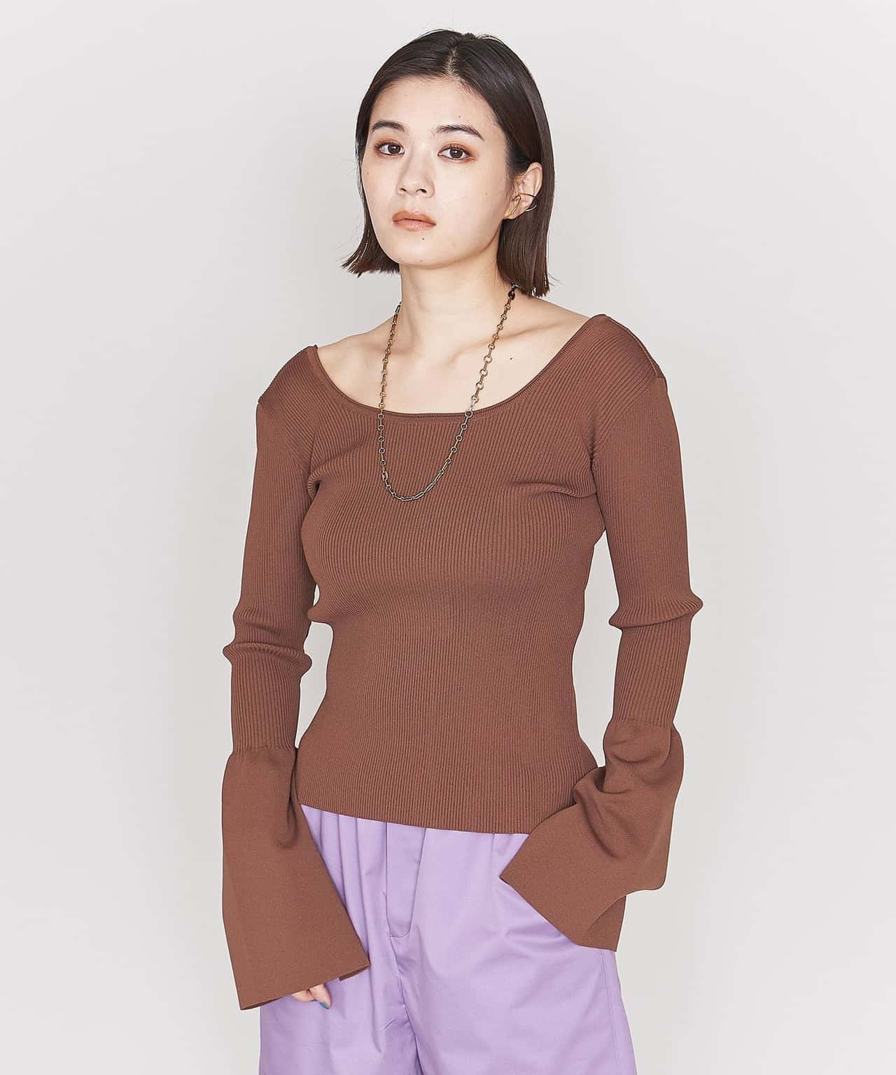 【SALE／80%OFF】ASTRAET ＜ASTRAET＞バックオープン フレアスリーブニット ユナイテッドアローズ アウトレット トップス ニット ブラウン ホワイト ブラック【送料無料】