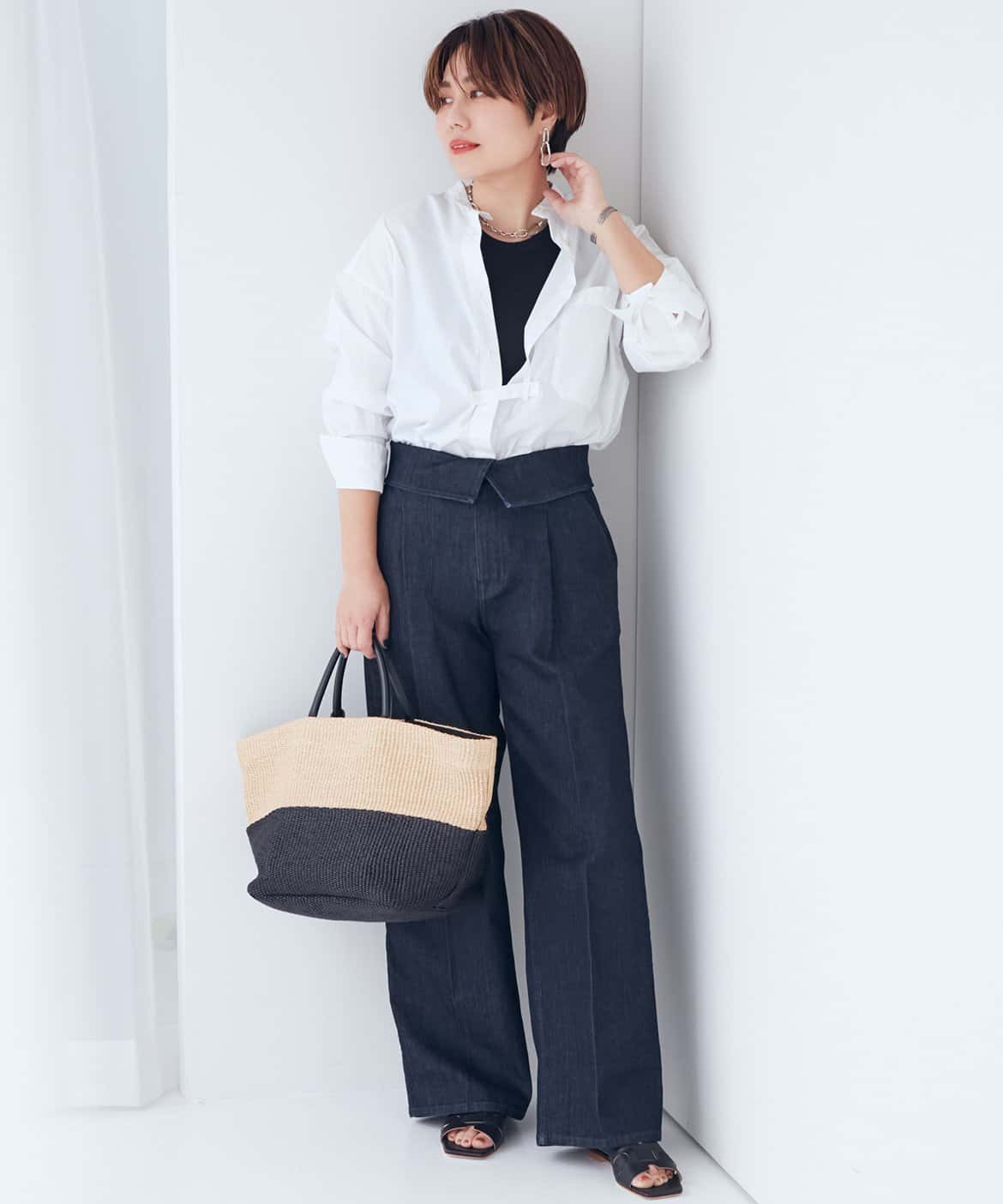 【SALE／55%OFF】INED 《望月律子コラボ》大人の美デニム イネド パンツ ジーンズ・デニムパンツ ブルー【送料無料】