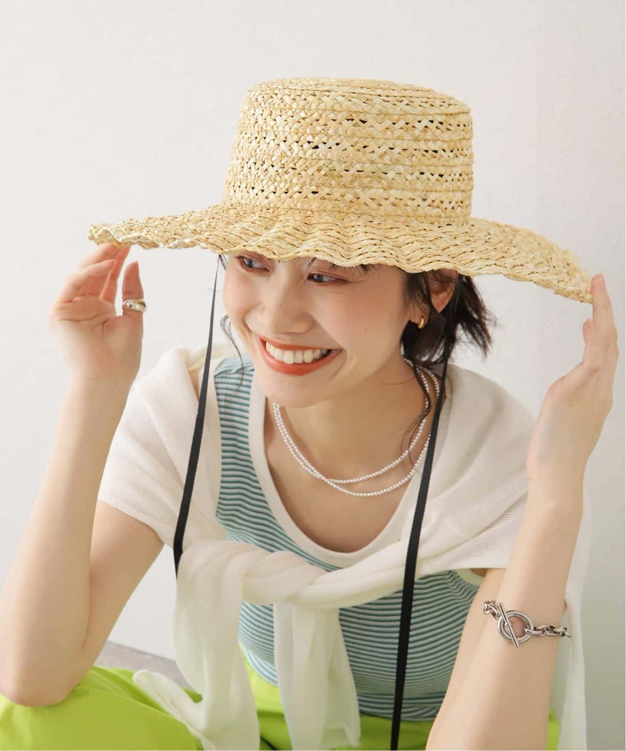 B.C STOCK 【Casselini/キャセリーニ】 透かしナミナミハット ベーセーストック 帽子 ハット ベージュ ブラック【送料無料】