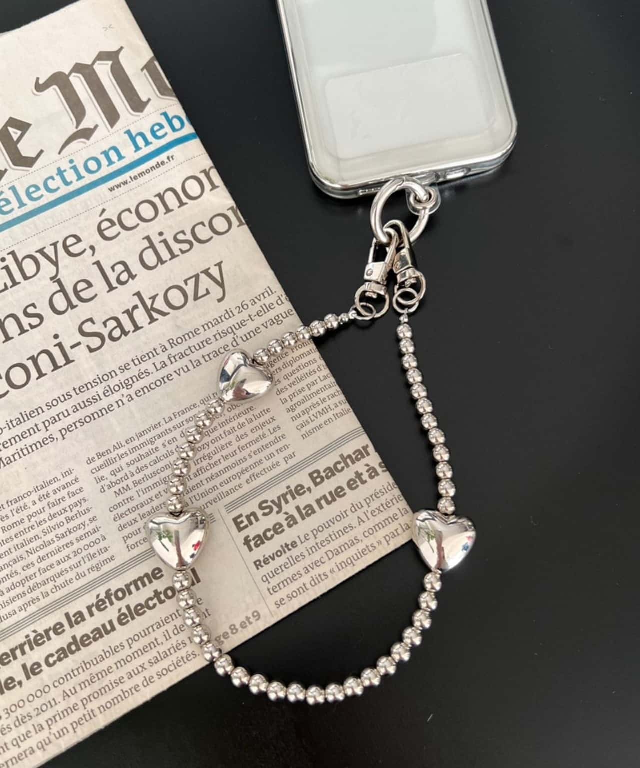 Me% 【ストラップシート付き】ハートハンドルストラップ ローリーズファーム スマホグッズ・オーディオ機器 その他のスマホグッズ・オーディオ機器 ゴールド シルバー