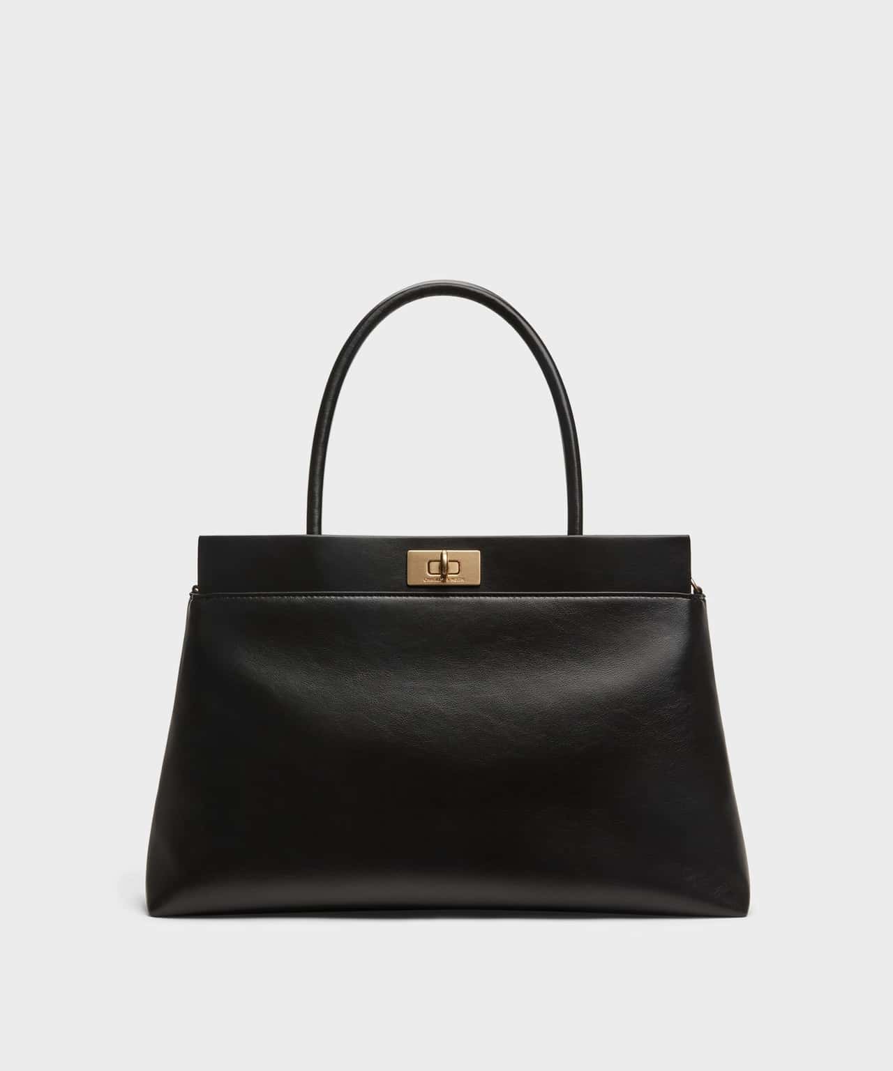 【SALE／30%OFF】CHARLES & KEITH Lennie レニー トップハンドルサッチェルバッグ チャールズアンドキース バッグ トートバッグ ブラック【送料無料】
