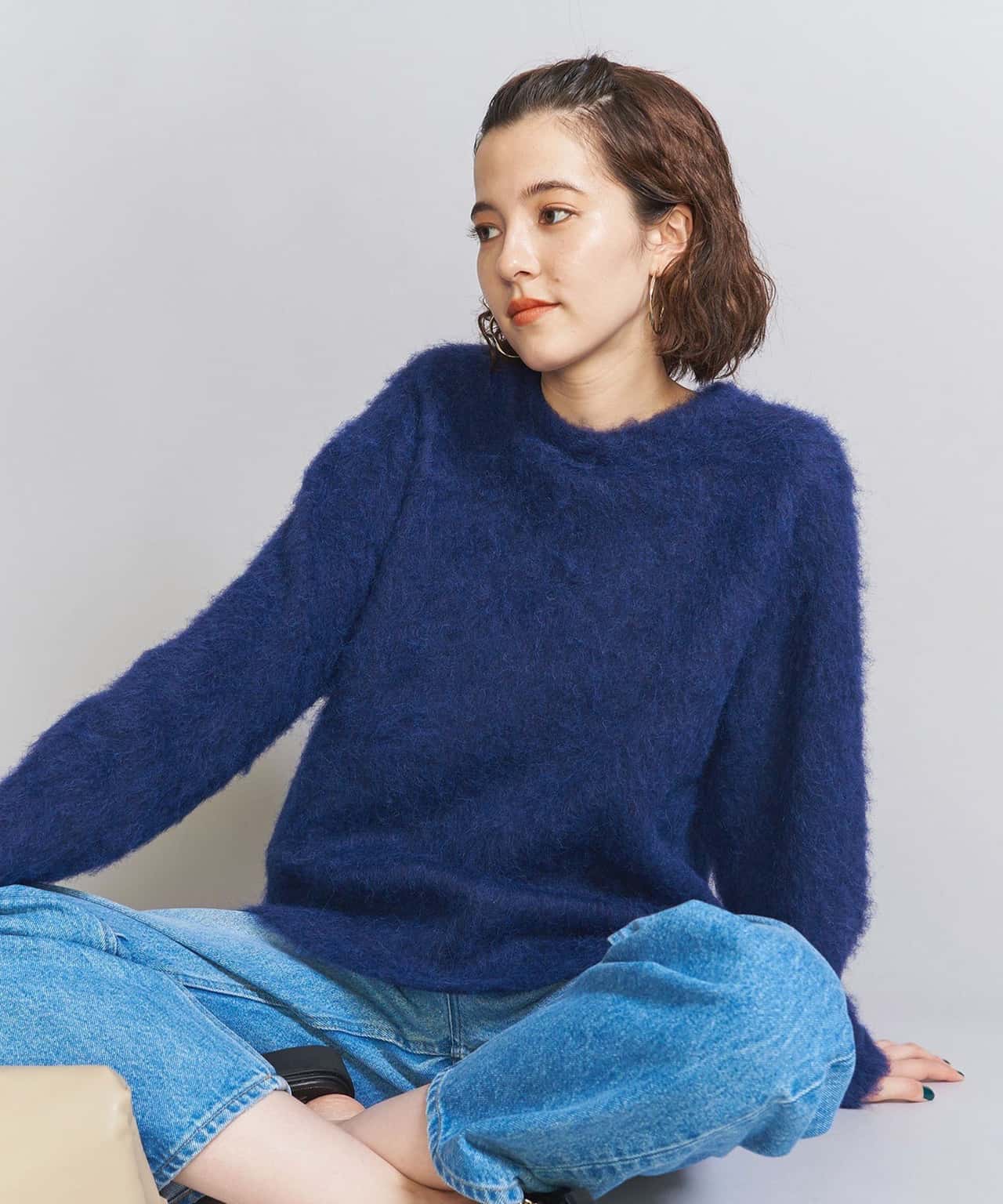【SALE／30%OFF】BEAUTY&YOUTH UNITED ARROWS アルパカブレンド ファークルーネックニットプルオーバー ビューティー＆ユース　ユナイテッドアローズ トップス ニット ネイビー グリーン ブルー【送料無料】