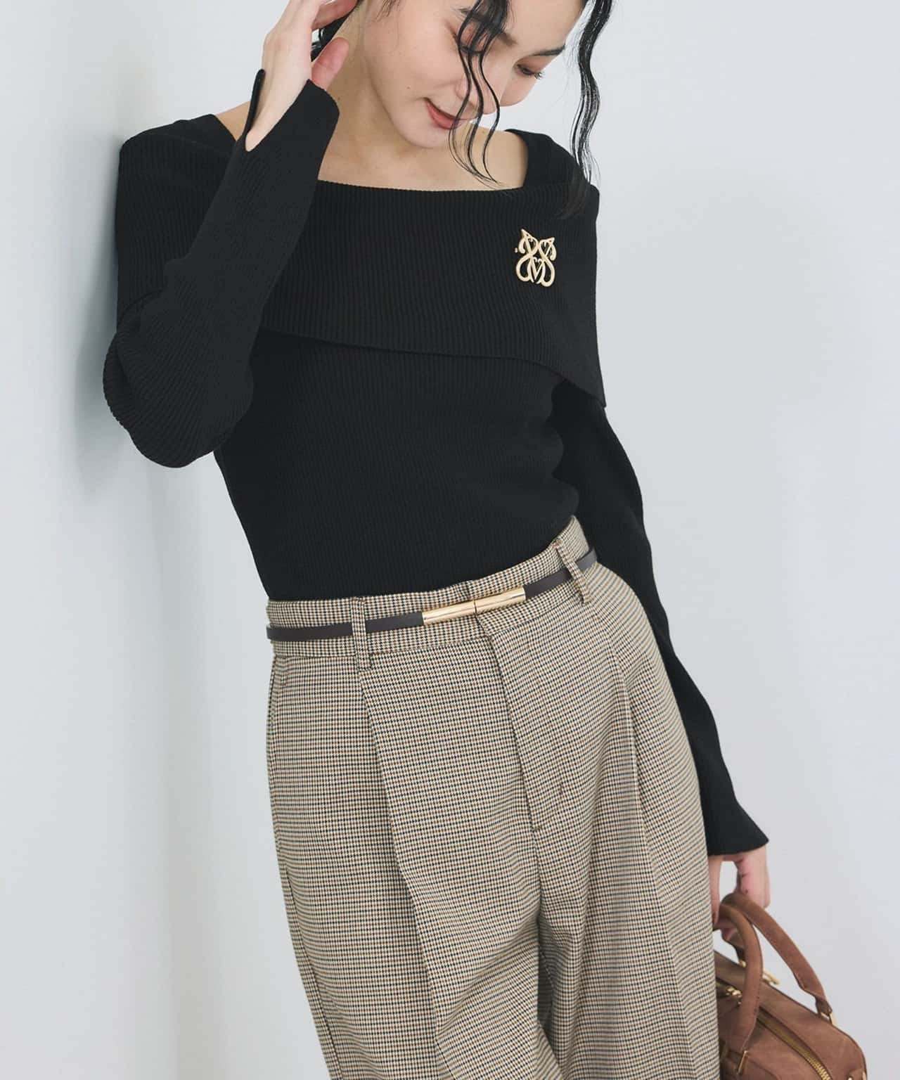 【SALE／20%OFF】VIS オフショルダーモチモチリブニット ビス トップス ニット ホワイト グレー グリーン ブラック【送料無料】