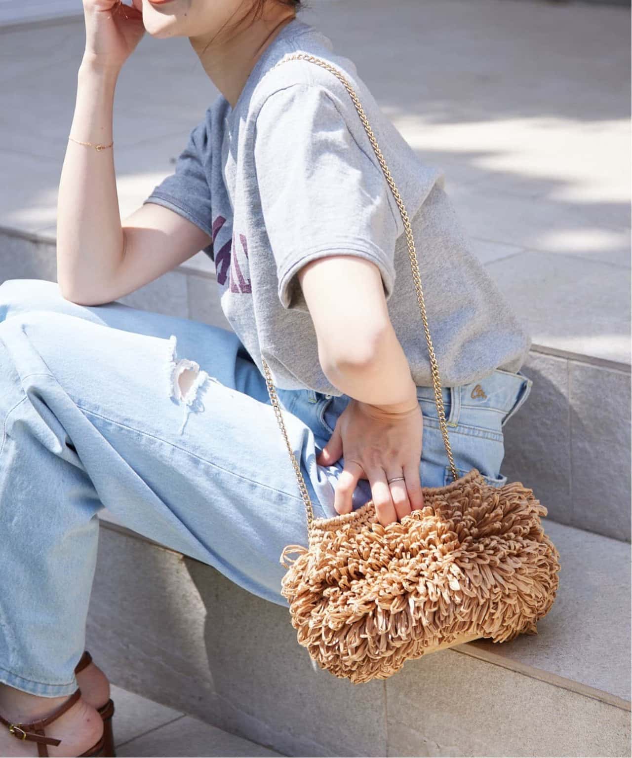 【SALE／30%OFF】SLOBE IENA 【Caterina Bertini/カテリナ ベルティーニ】フリンジクラッチ スローブ イエナ バッグ クラッチバッグ ベージュ ピンク【送料無料】