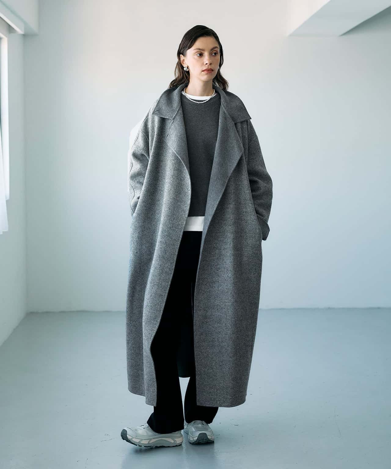 【SALE／50%OFF】N.O.R.C ジーロンウールシルクネップリバーコート ノーク ジャケット・アウター その他のジャケット・アウター グレー ベージュ【送料無料】