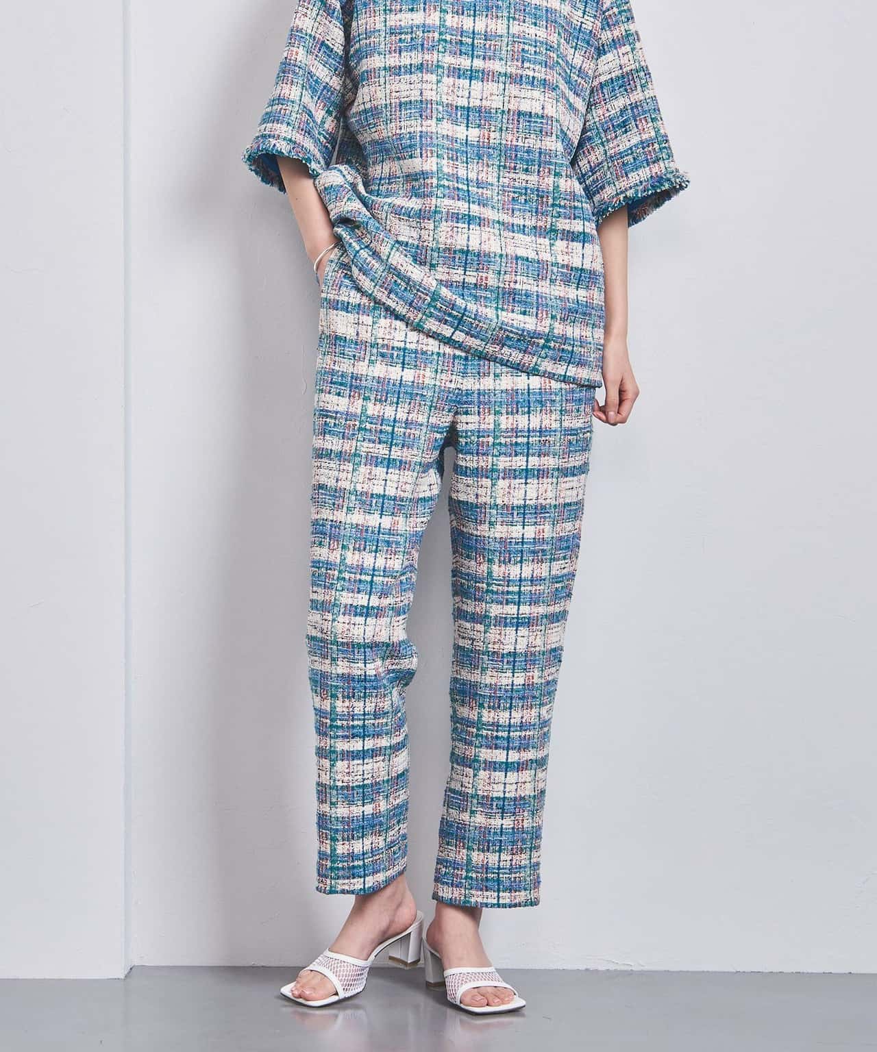 【SALE／70%OFF】UNITED ARROWS ＜UNITED ARROWS＞ツイード イージーパンツ G ユナイテッドアローズ アウトレット パンツ その他のパンツ ブルー【送料無料】